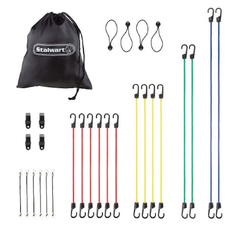 Fleming Supply 28-piece Bungee Cord Set, Sizes- 10", 18", 24" 32" 40" with Canopy Ties, Tarp Clips, Tie Downs, Hooks 572698SHG